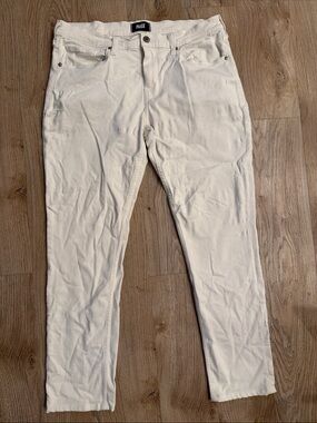 PAIGE Cream Slim Straight Jeans